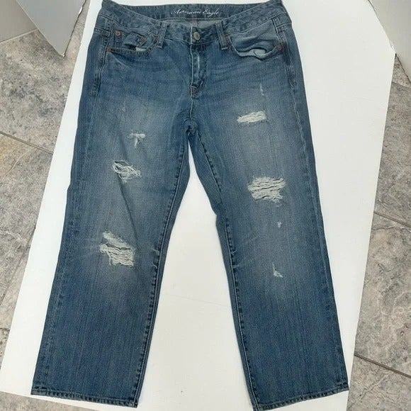 Classic American Eagle Cotton Distressed Boy Fit Jeans size 10 mBdgnHjKp High Quaity