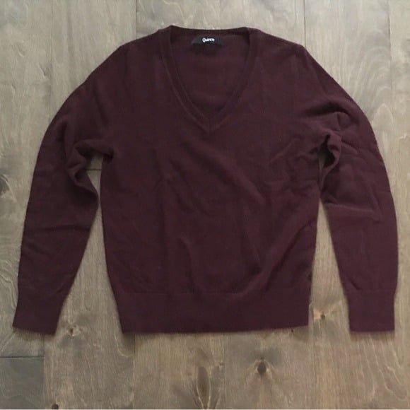 Promotions  Quince Mongolian Cashmere V-Neck Sweater in Burgundy - XS - New nxYJez8Zl all for you