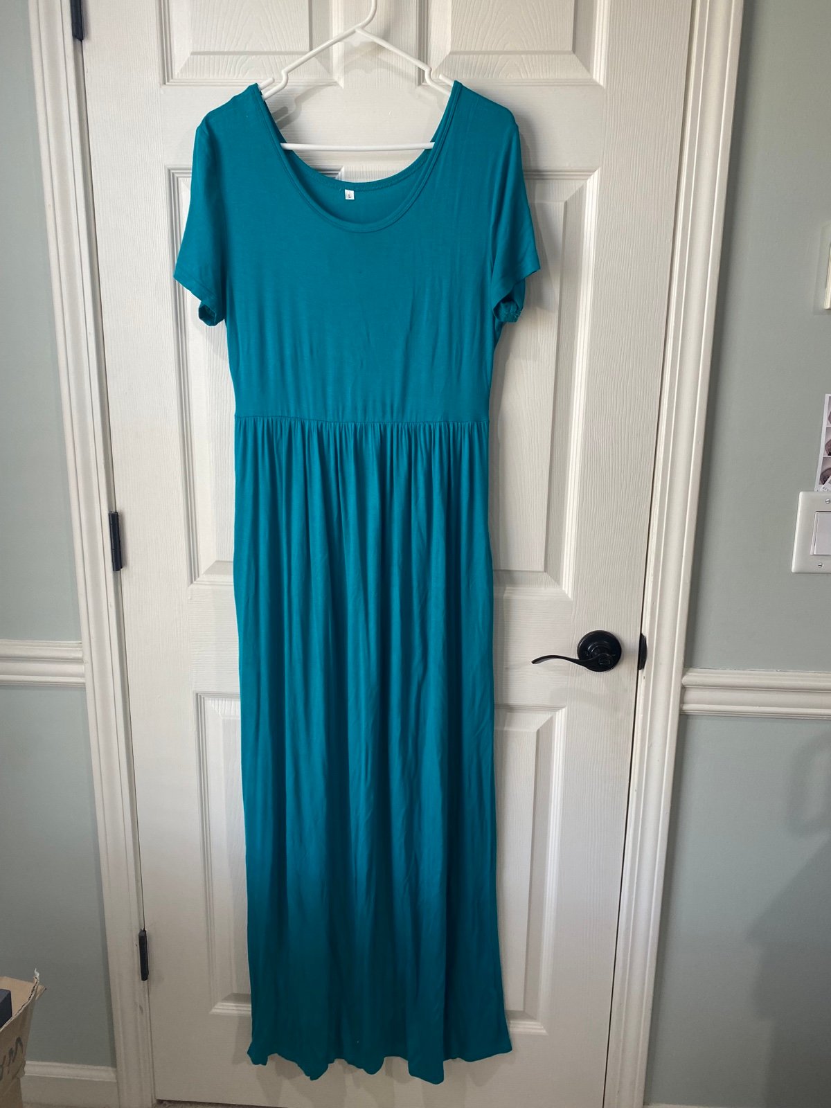 Gorgeous Womens Teal Turquoise Short Sleeve Maxi Dresse