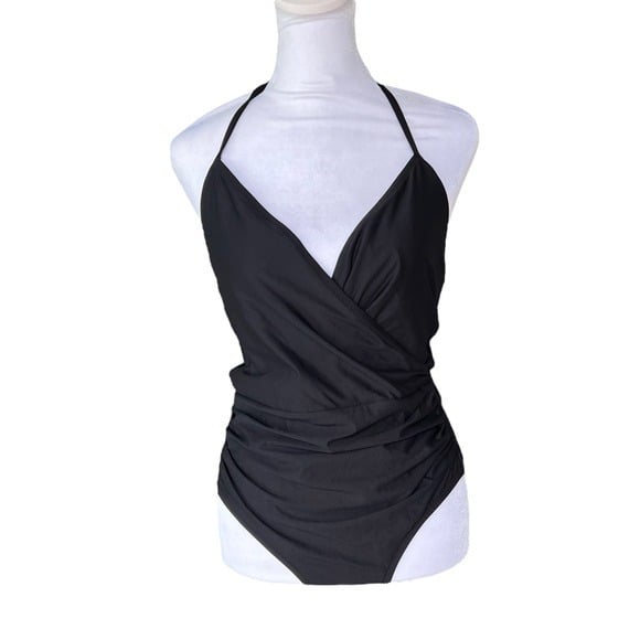 reasonable price J. Crew - NWT Halter Wrap One-Piece Swimsuit Ruched Flattering Bathing Suit Sz 6 lcPYL6wjg Store Online