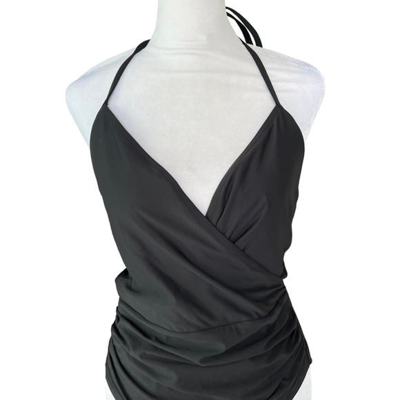 reasonable price J. Crew - NWT Halter Wrap One-Piece Swimsuit Ruched Flattering Bathing Suit Sz 6 lcPYL6wjg Store Online