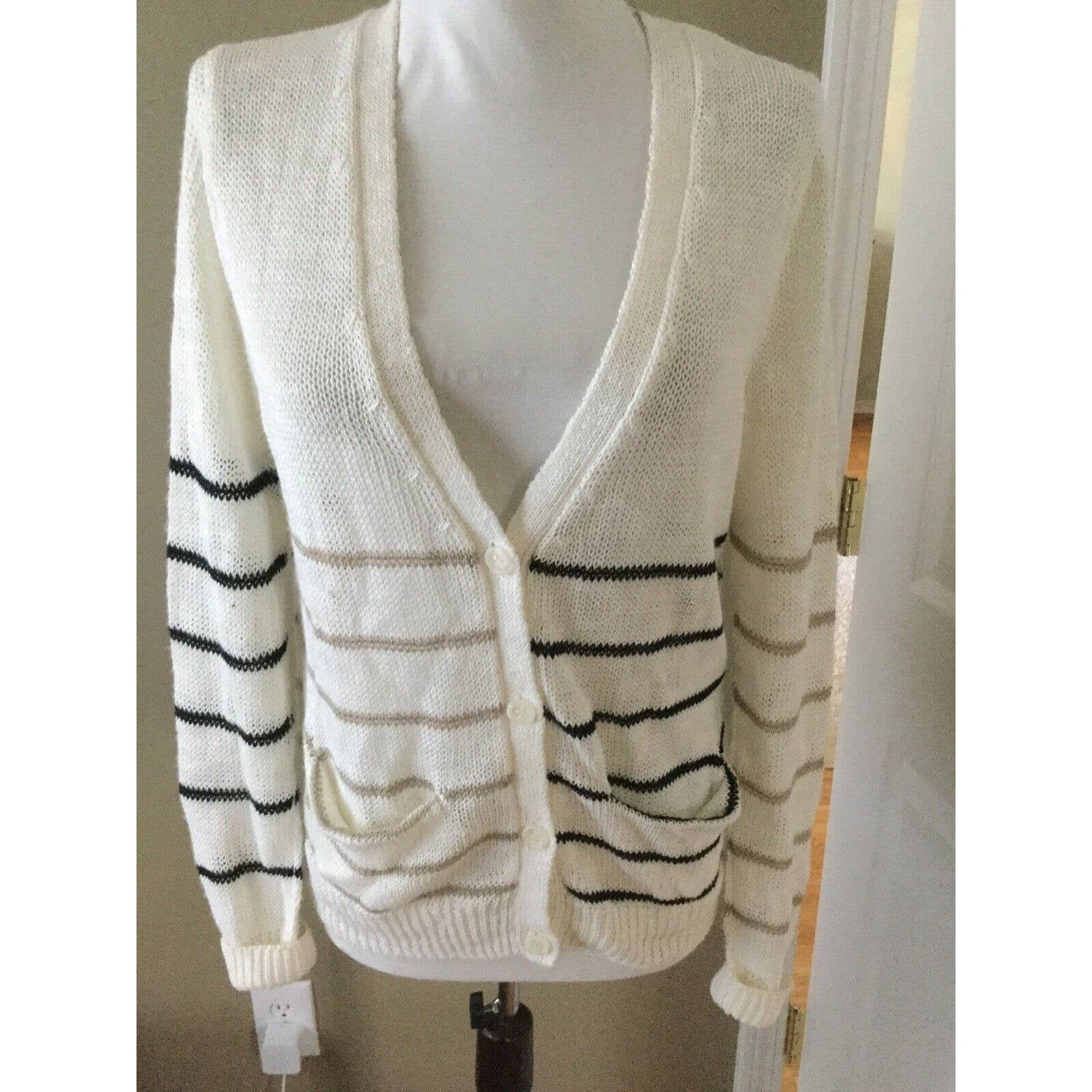 Latest  360 Sweater Linen Striped Button Sweater Cardig