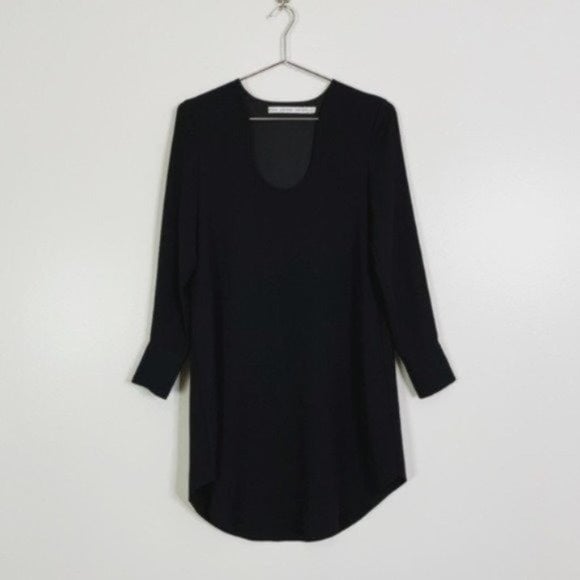 Exclusive & Other Stories Black Long Sleeve Satin Dress