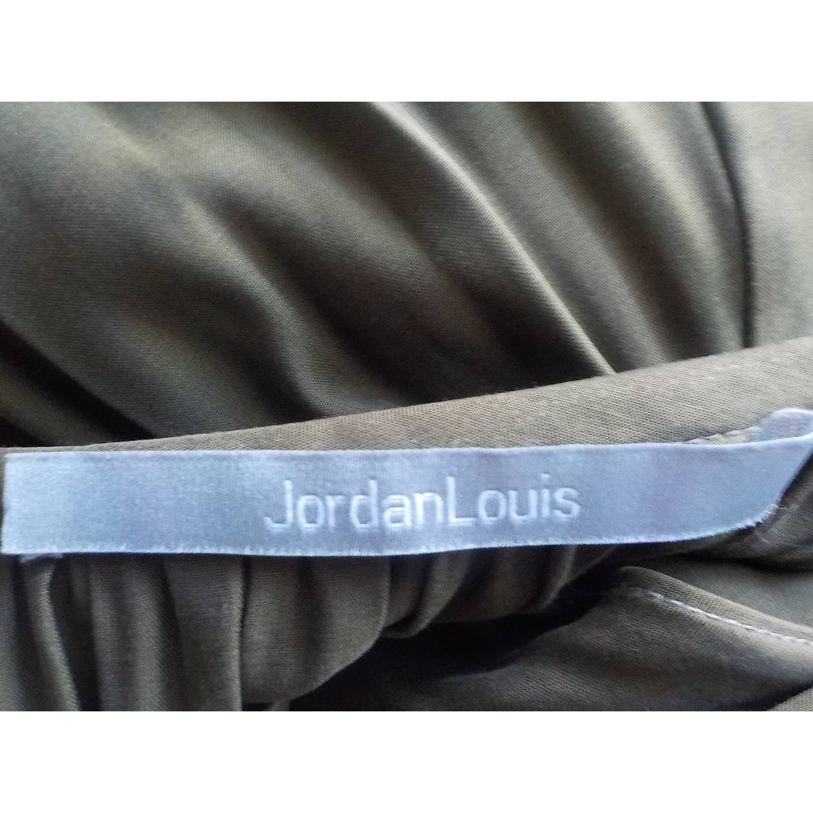 good price Jordan Louis Green Blouse Top Tie Front Hook Eye Long open Sleeves Fits S/M gJlVabbCD Cheap