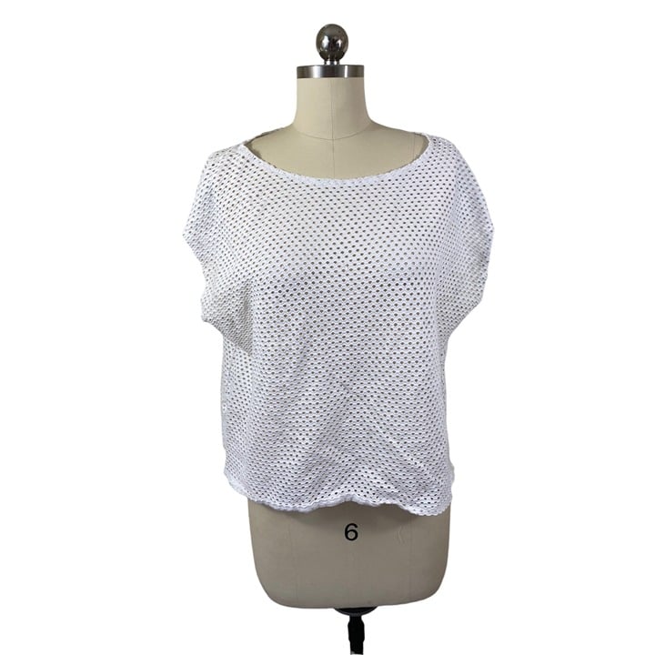Gorgeous Eileen Fisher Womens White Eyelet Top L-XL Short Sleeve Solid Fairy Cottage pJbF6KRLq Buying Cheap