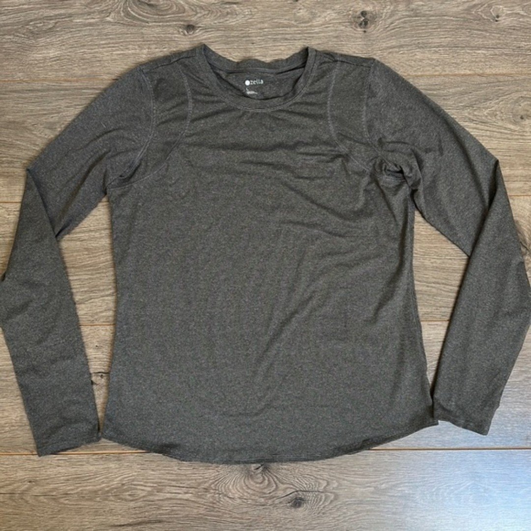 Elegant Zella Long Sleeve Black & Gray Stripe Shirt Size Large H6qB3tv0j best sale