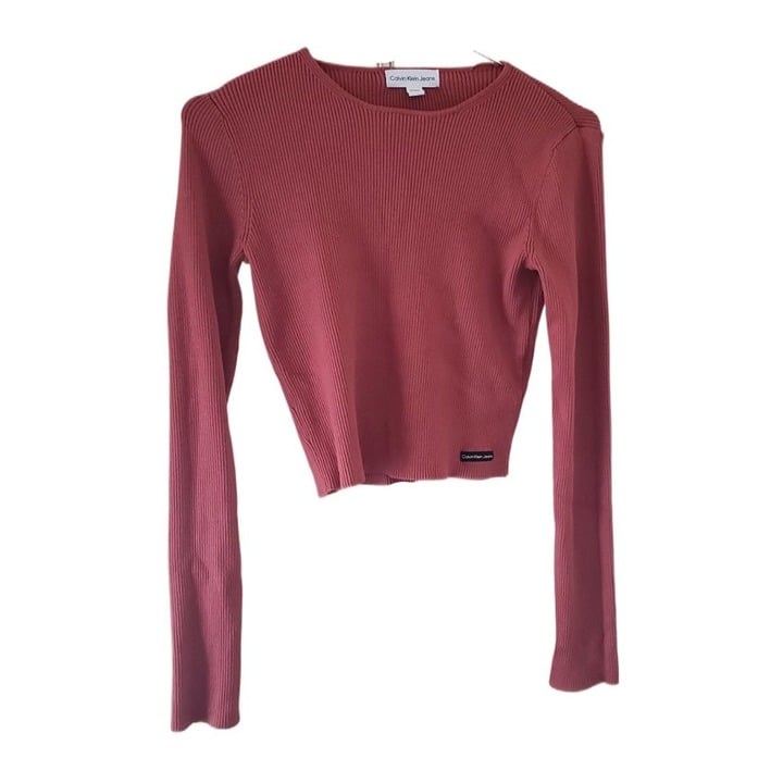 Great Calvin Klein Jeans Knit Long Sleeve Crop Top h1HIc7Mju on sale