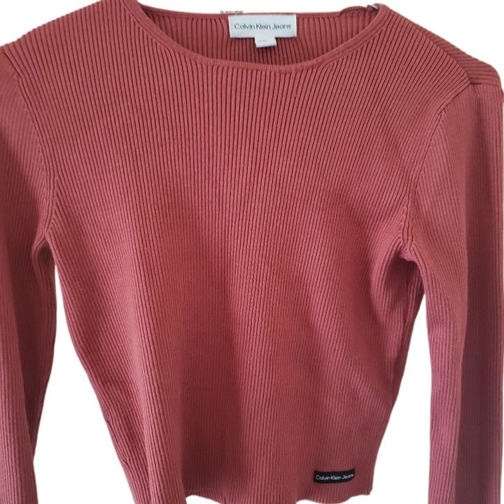 Great Calvin Klein Jeans Knit Long Sleeve Crop Top h1HIc7Mju on sale