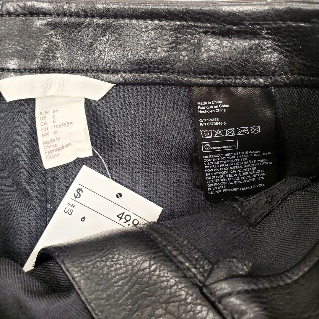 big discount H&M Womens Faux Leather Skirt Black Size 6 Zipper Pocket NWT P3cLTxPAQ Hot Sale