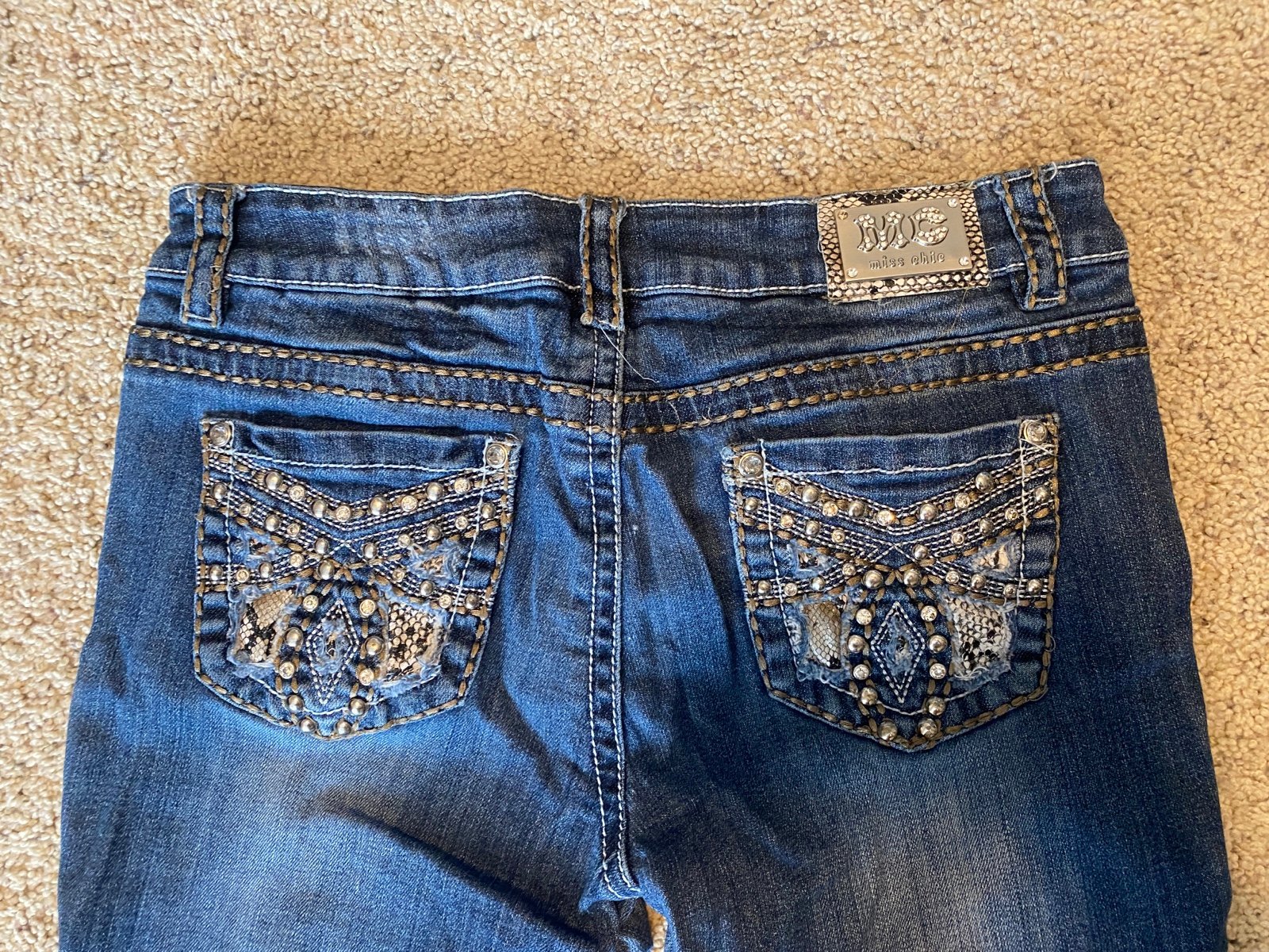 High quality Miss Chic Blue Capri Jeans Womens 9 Embellished Bling Pants 22” inseam JLUYxrxJQ US Sale