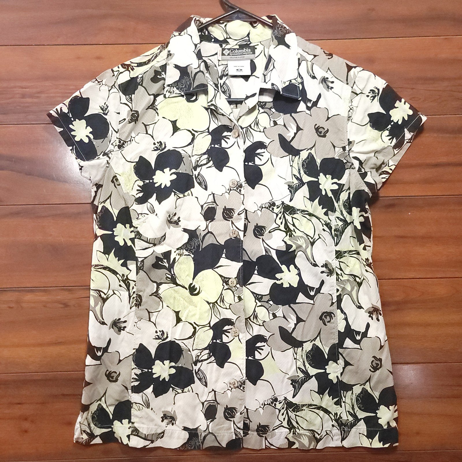 Popular Columbia Hawaiian Floral Shirt Short Sleeve But