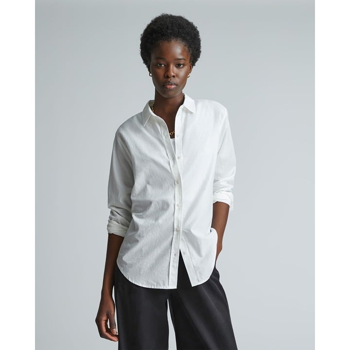 Beautiful Everlane Womens The Silky Cotton Relaxed Shirt Button Down Off-White 2 hXsNudvbG New Style