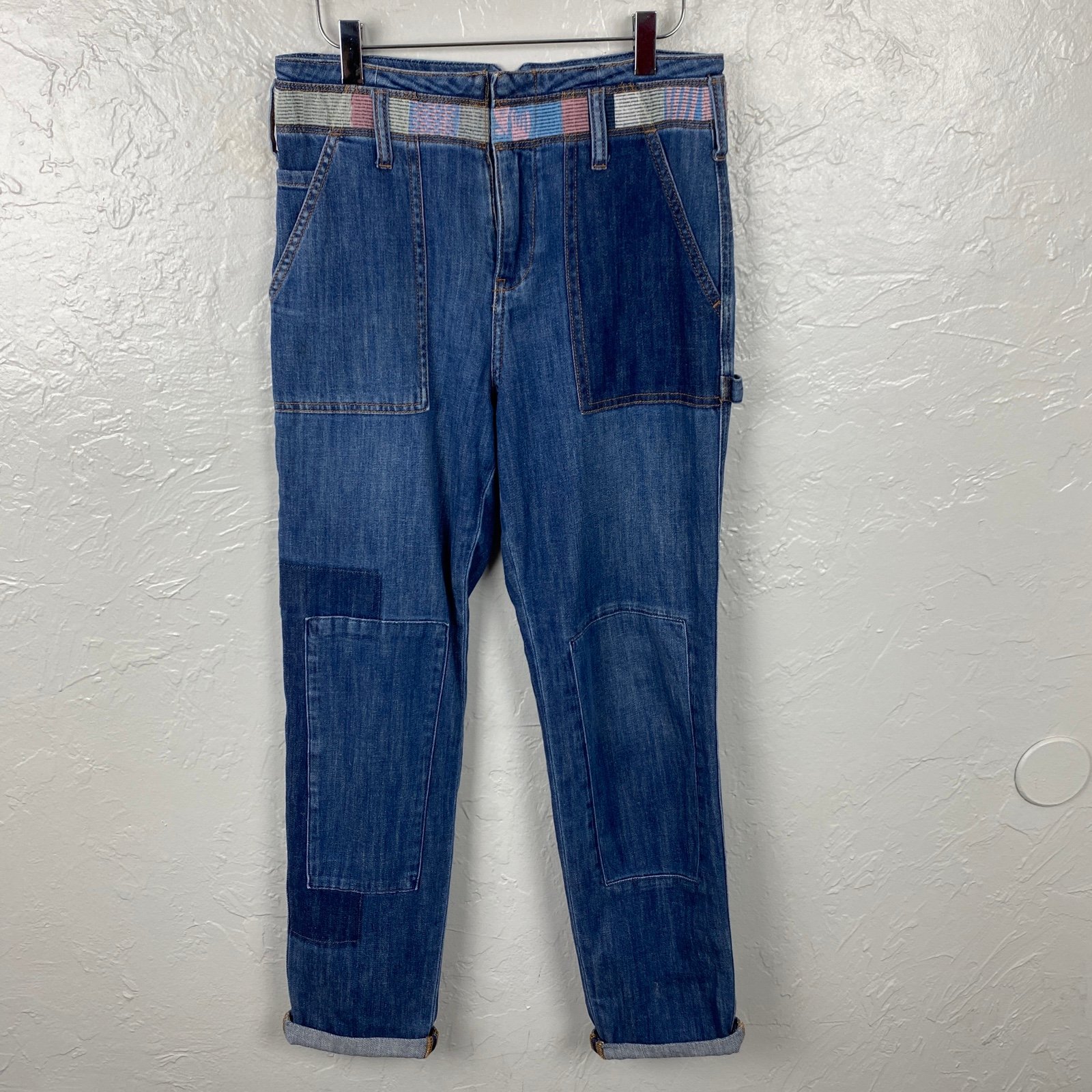 Beautiful Anthropologie: Pilcro High Rise Patchwork carpenter boyfriend jeans 26 kFfpKqzcJ New Style