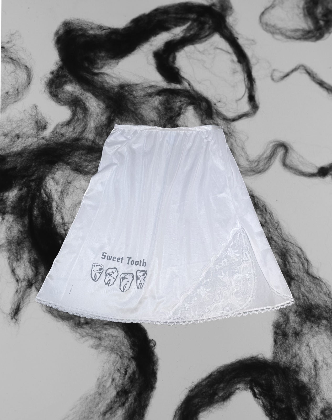 Stylish Orignal screenprinted y2k lace goth slip skirt 