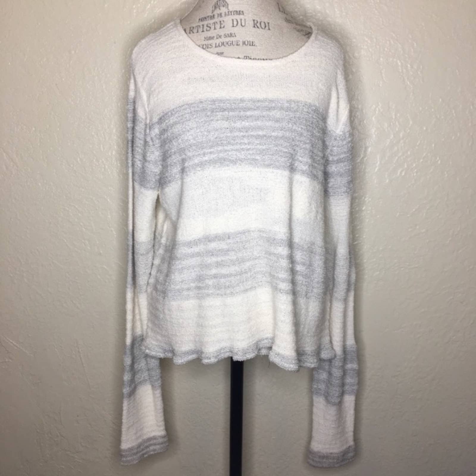 Popular Calvin Klein Gray Long Sleeve Striped Sweater S