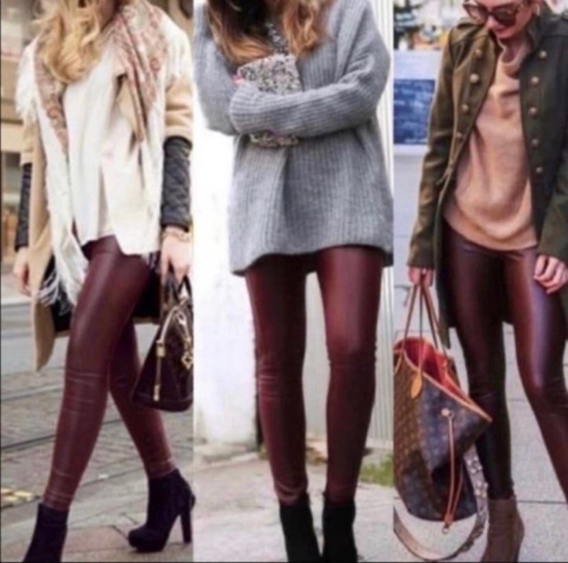 Authentic Burgundy Faux Leather Leggings hoYH5yZXt Outlet Store