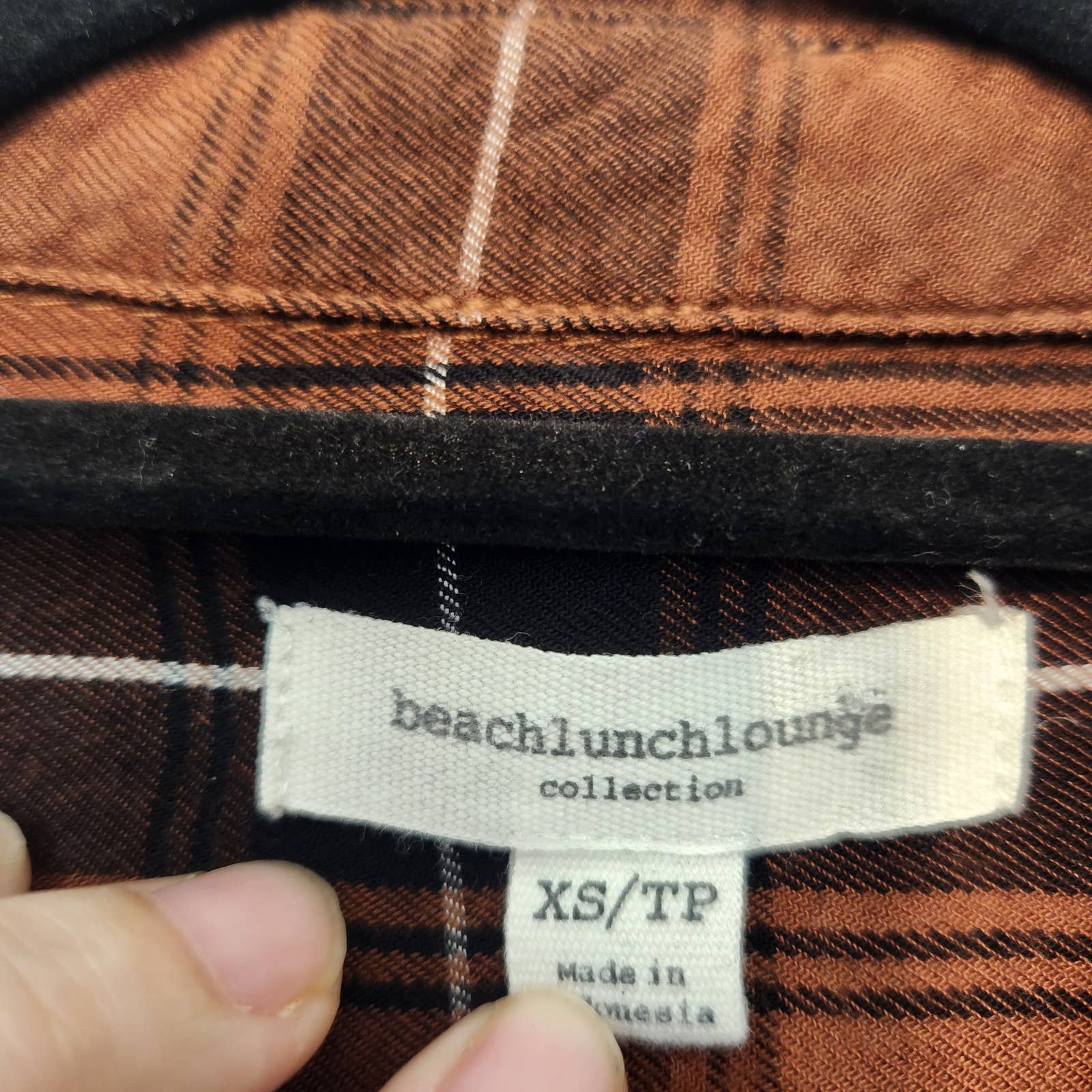 large discount Beachlunchlounge Women´s Long Bell sleeve Brown Plaid Shirt XS owpdI6v7u best sale