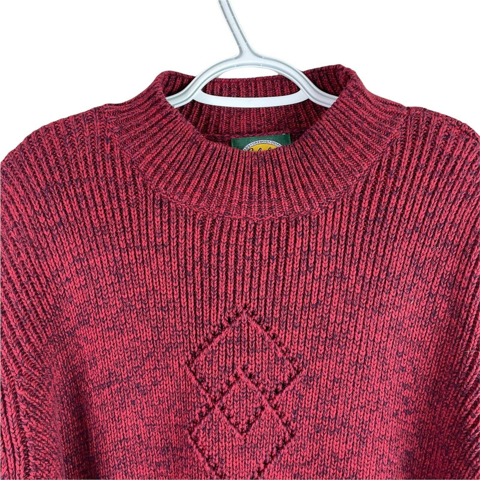 the Lowest price Cabelas Mock Neck Sweater Womens L Red Pullover Cotton Cable Knit Heavy L86hCBgCY just buy it