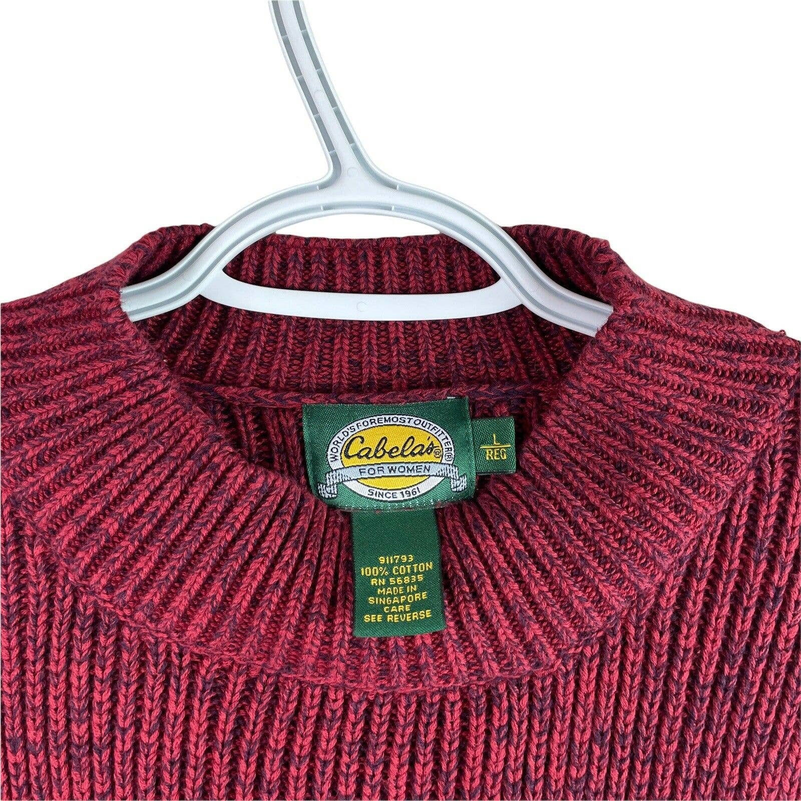the Lowest price Cabelas Mock Neck Sweater Womens L Red Pullover Cotton Cable Knit Heavy L86hCBgCY just buy it