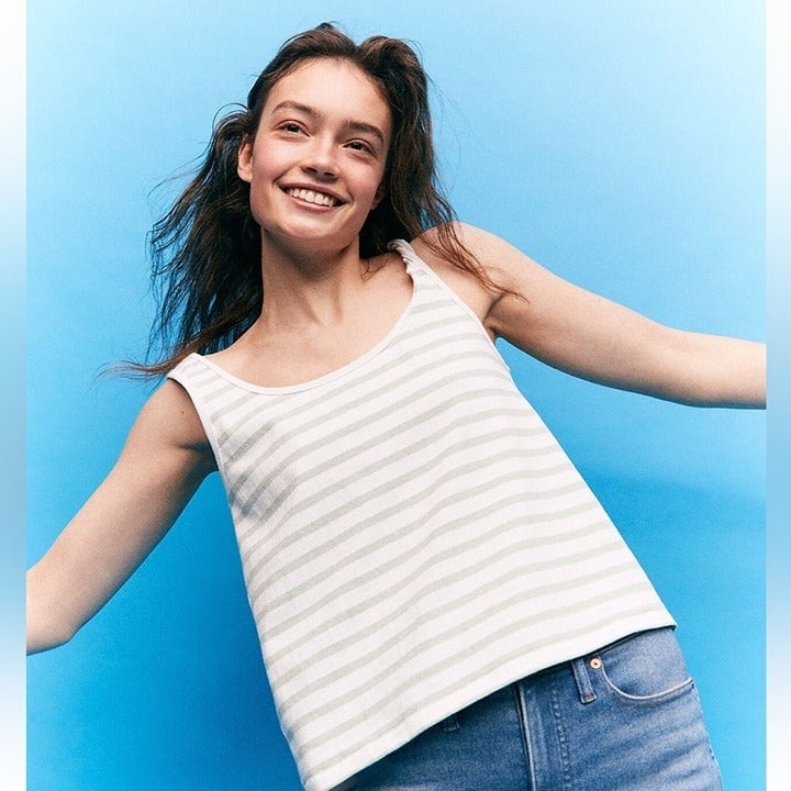 cheapest place to buy  Madewell Boxy-Crop Tank Top in Crawley Stripe—Size XS hl7pemnlw best sale