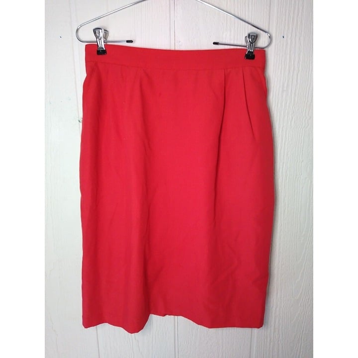 Nice Vtg Sag Harbor Midi Skirt Womens 12 Solid Red Butt