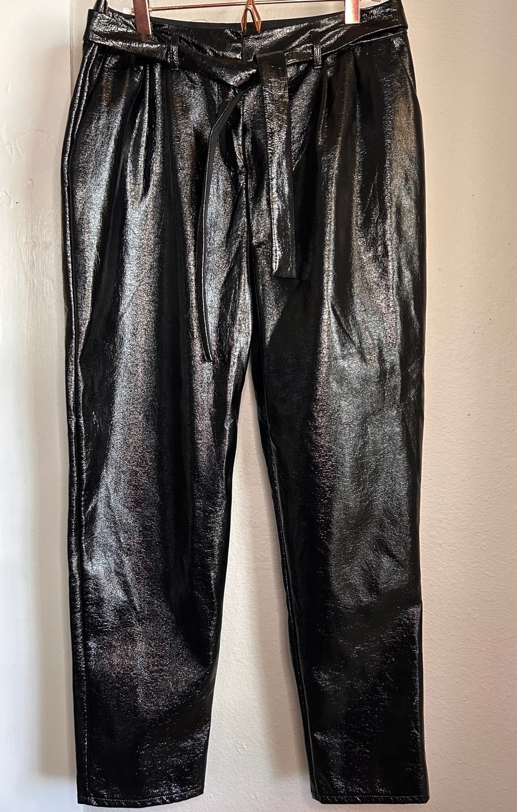 big discount Who What Wear High Waisted Belted Faux Leather Black Pants Size 4 k8ixGGVX3 Factory Price