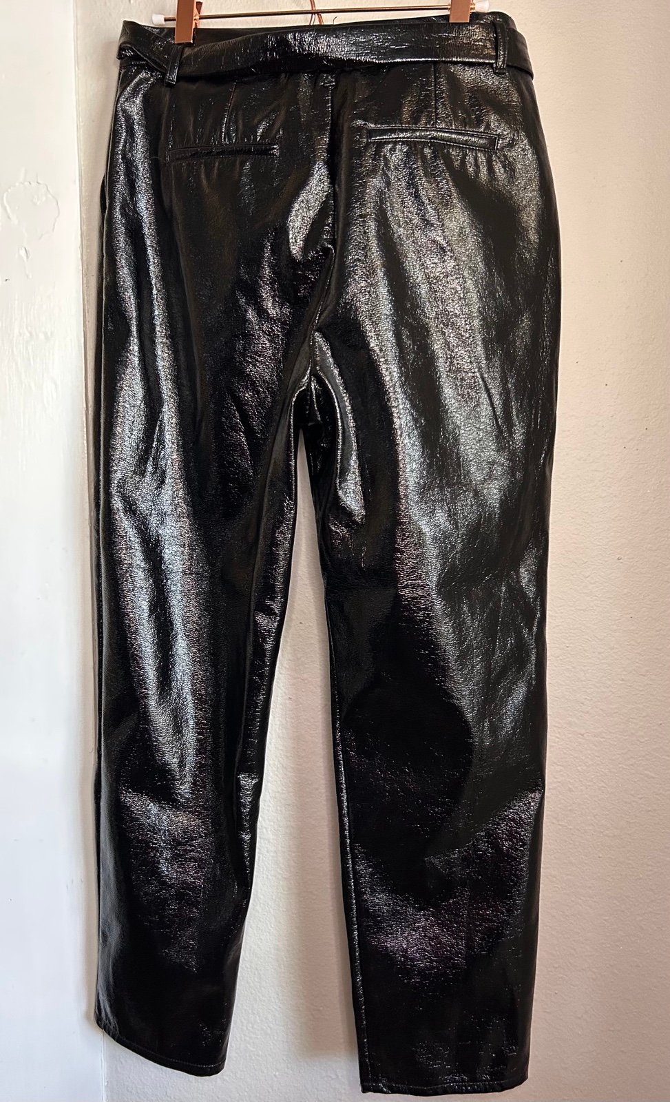 big discount Who What Wear High Waisted Belted Faux Leather Black Pants Size 4 k8ixGGVX3 Factory Price