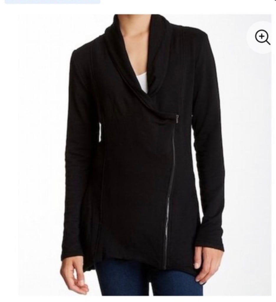 Exclusive Black h by bordeux rayon stretch zip up jacket/coat /sweatshirt drape front h0TTsV24O US Outlet
