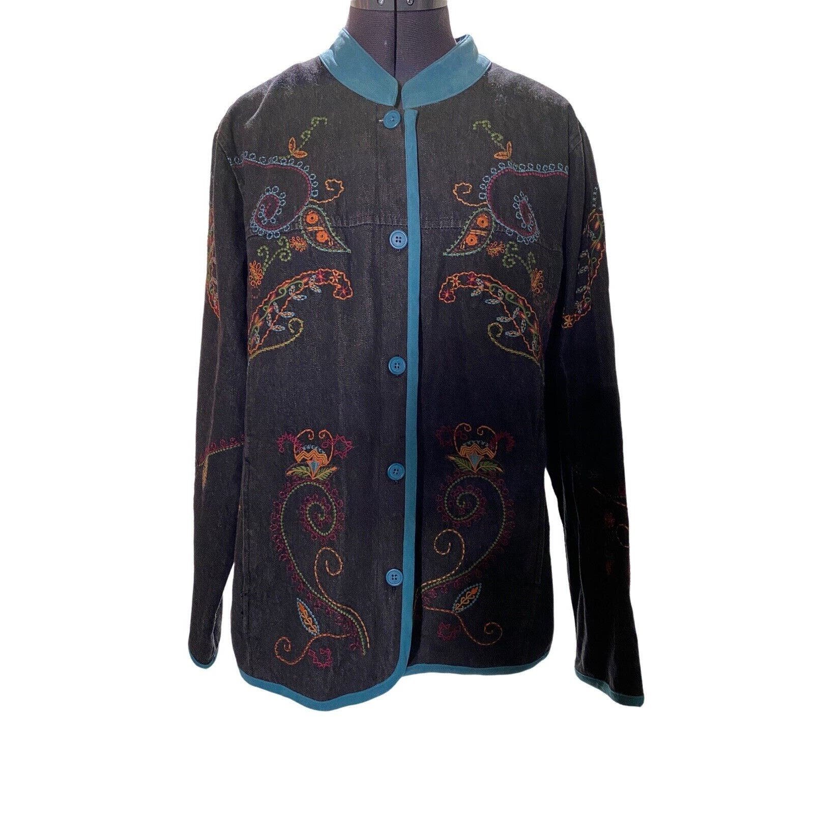 Affordable Denim & Co. Embroidered Denim Jacket Women&#