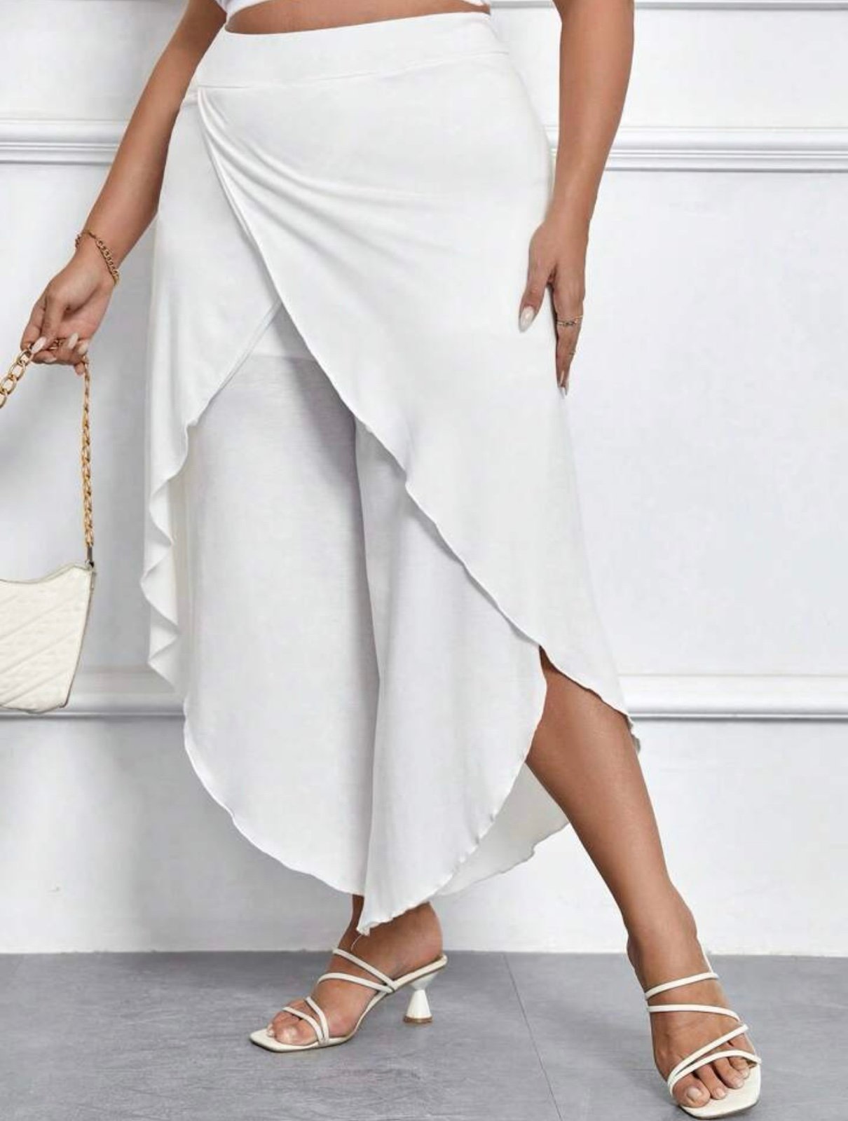 Wholesale price Women’s Plus Wrap Front Asymmetrical Hem Wide Leg Trousers Size 4X NyuiyFejJ outlet online shop