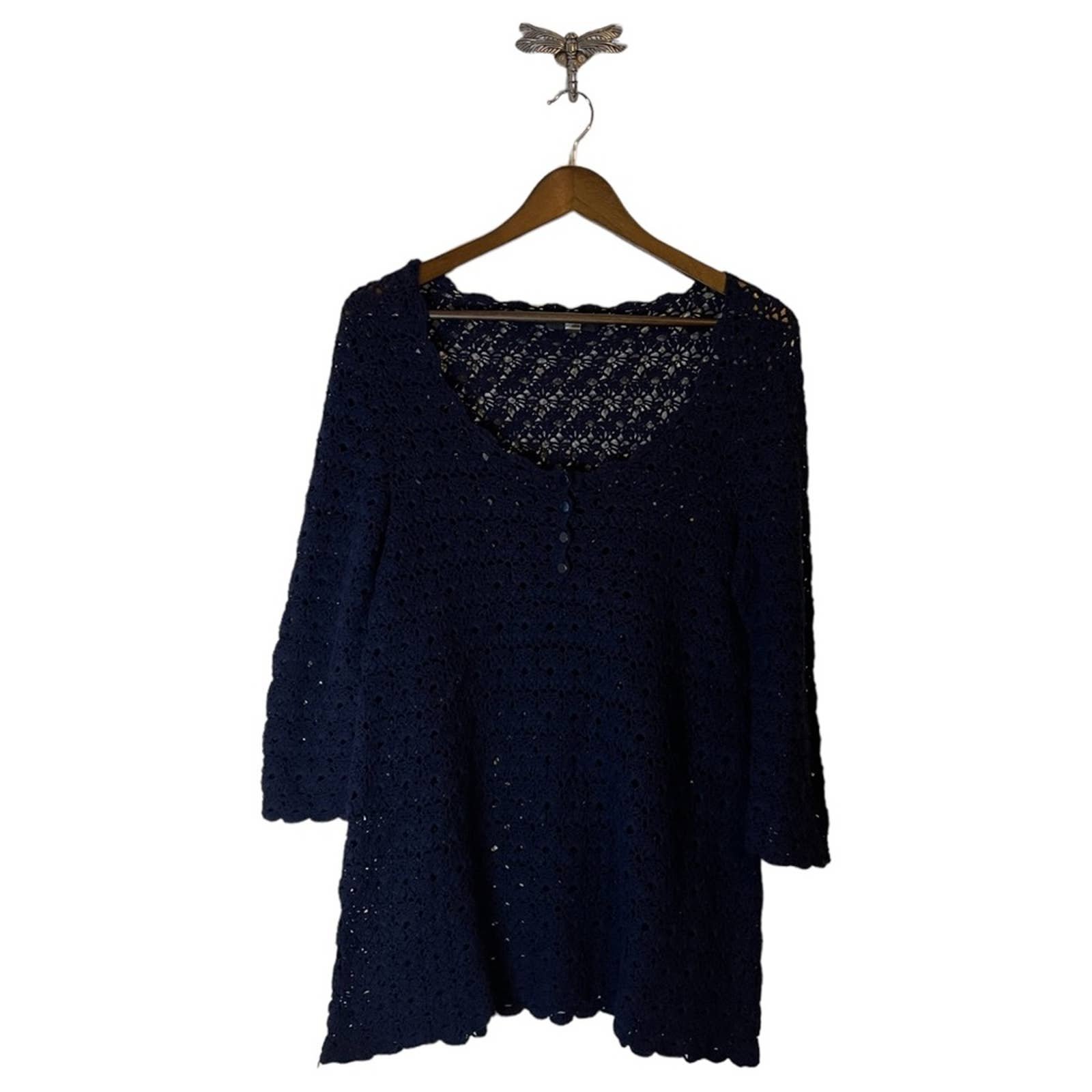 reasonable price Saks Fifth Avenue Navy Blue Open Knit Sweater Women´s Size Medium FuipzrguE Store Online