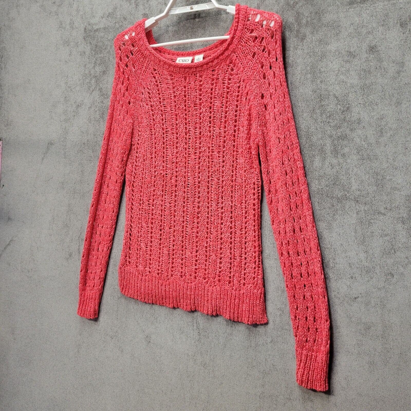Great Cato Sweater Open Loose Knit Womens Medium Coral Round Neck Pull-Over GzX4QUFbY Online Shop