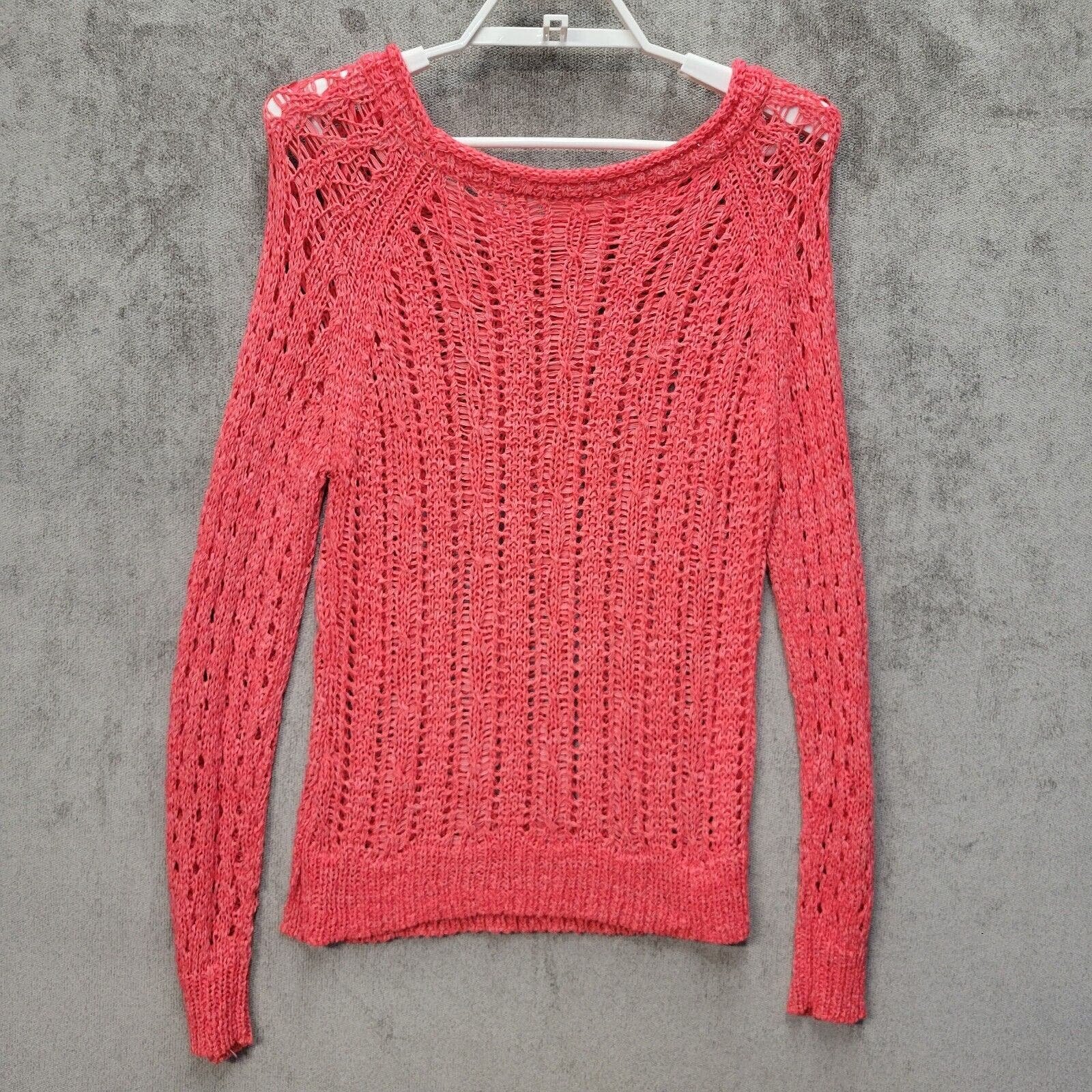 Great Cato Sweater Open Loose Knit Womens Medium Coral Round Neck Pull-Over GzX4QUFbY Online Shop