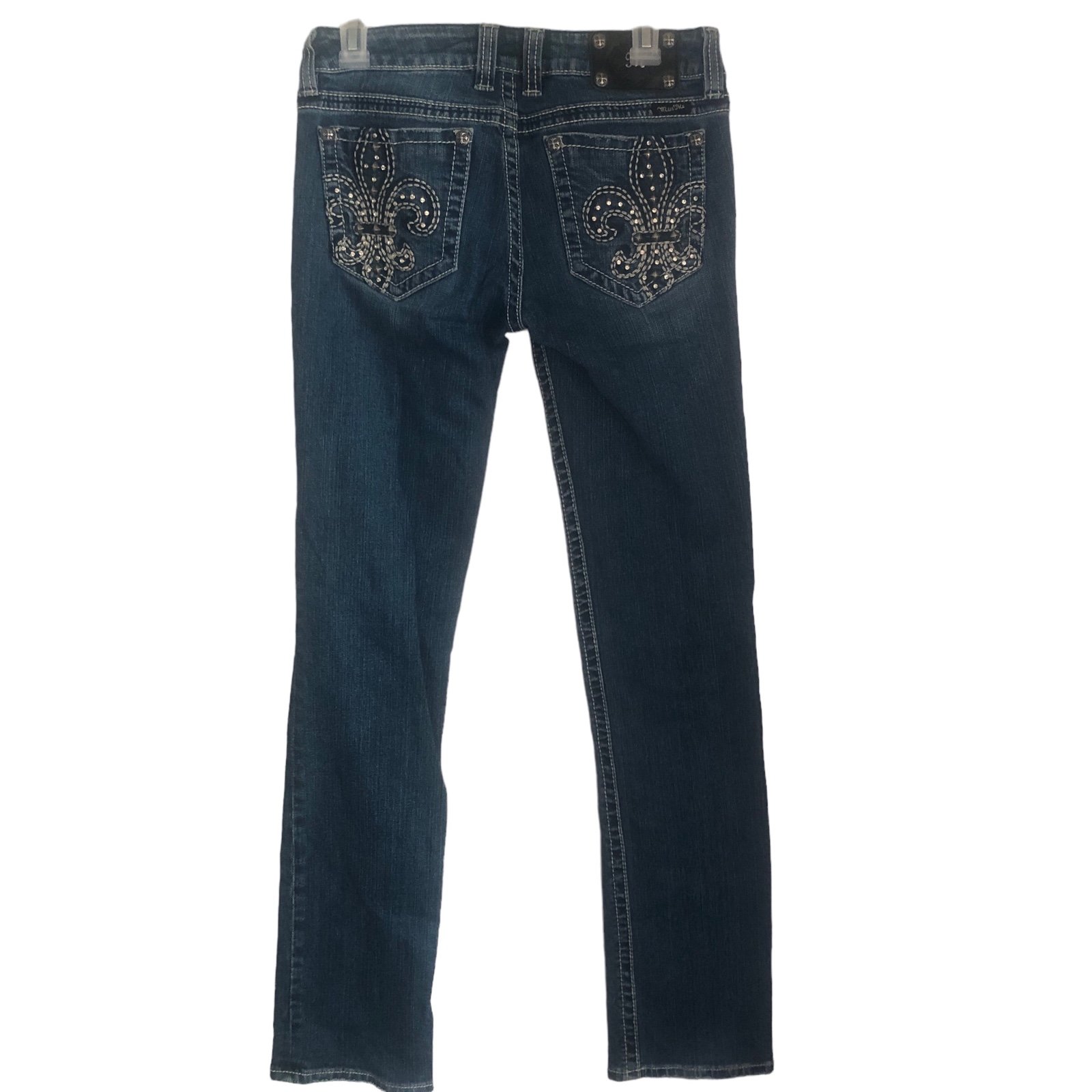 Cheap Miss Me Thick Stitch Jeans Straight Fleur de Lis Pockets S13 JNxDlUMmC on sale