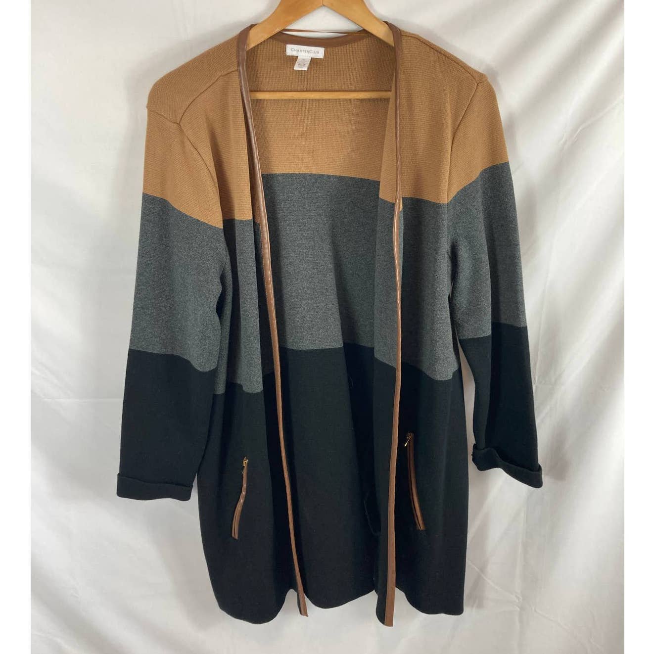 Popular Charter Club Striped Longline sweater jacket si