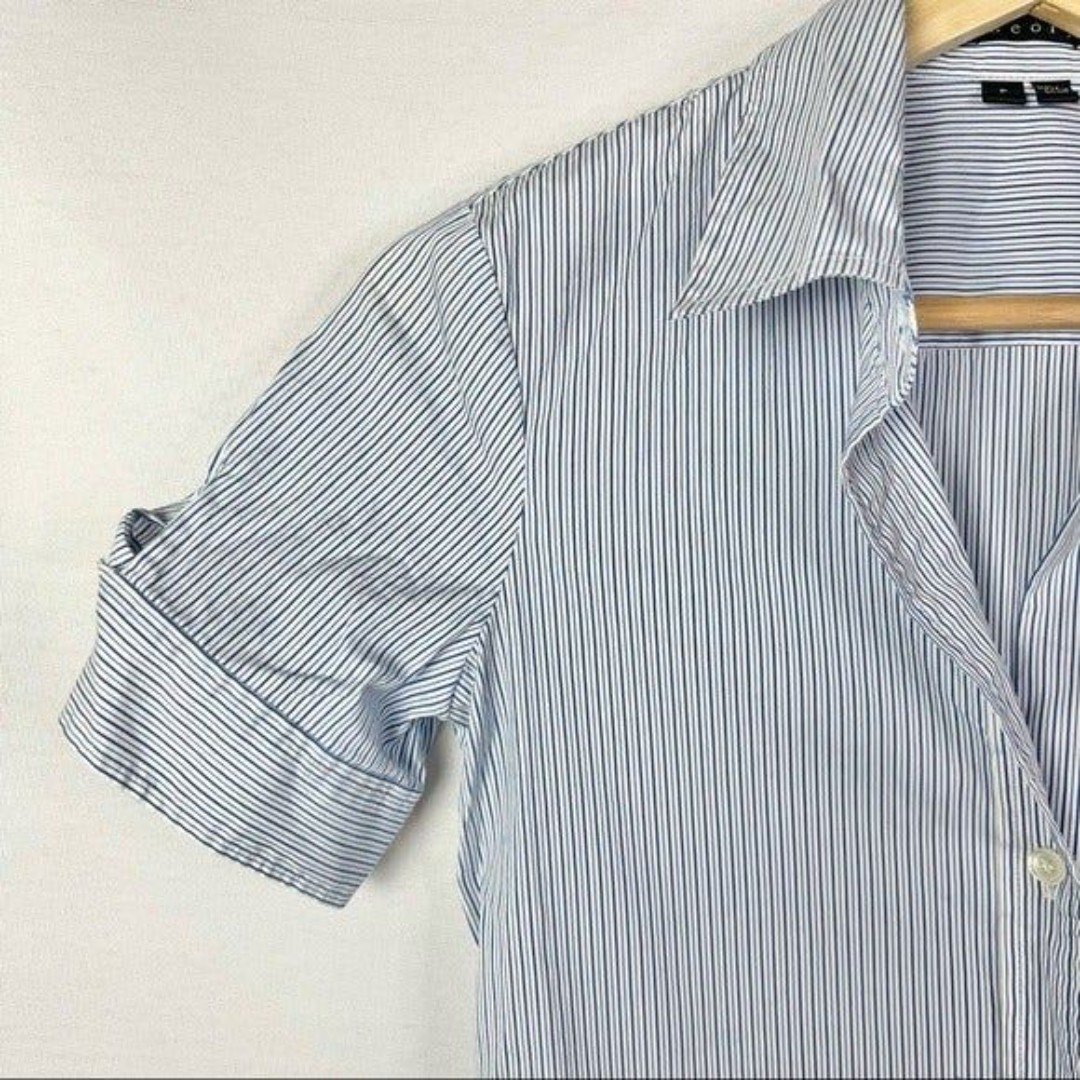 Special offer  Theory Blue Striped Short Sleeve Office Button Down S HKbpDbMT8 New Style