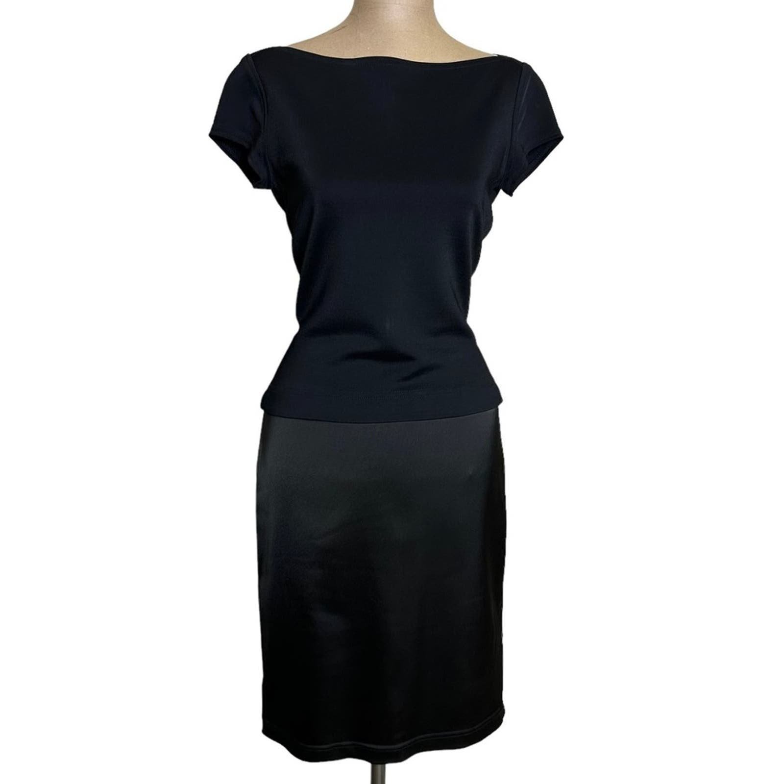 the Lowest price Tadashi vintage contrast black satin dress size 6 gi3zD7v8H no tax