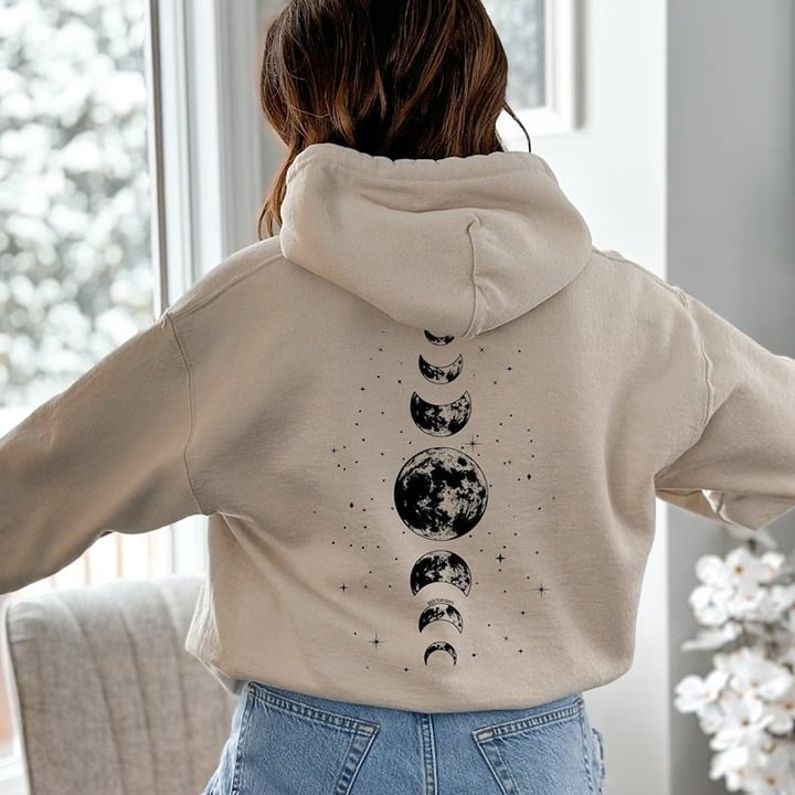 Comfortable Moon Phases Hoodie kXNbRRT85 no tax