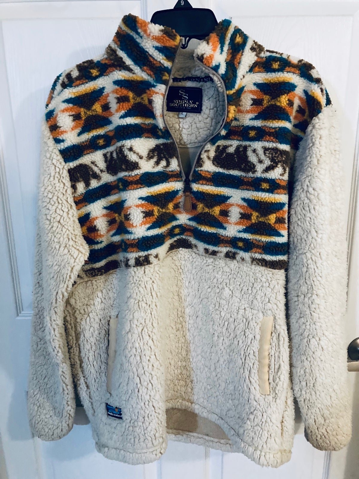 Special offer  NWOT Size L Simply Southern Womens Sherpa Pullover Cream Bear kHDDAPqER Discount