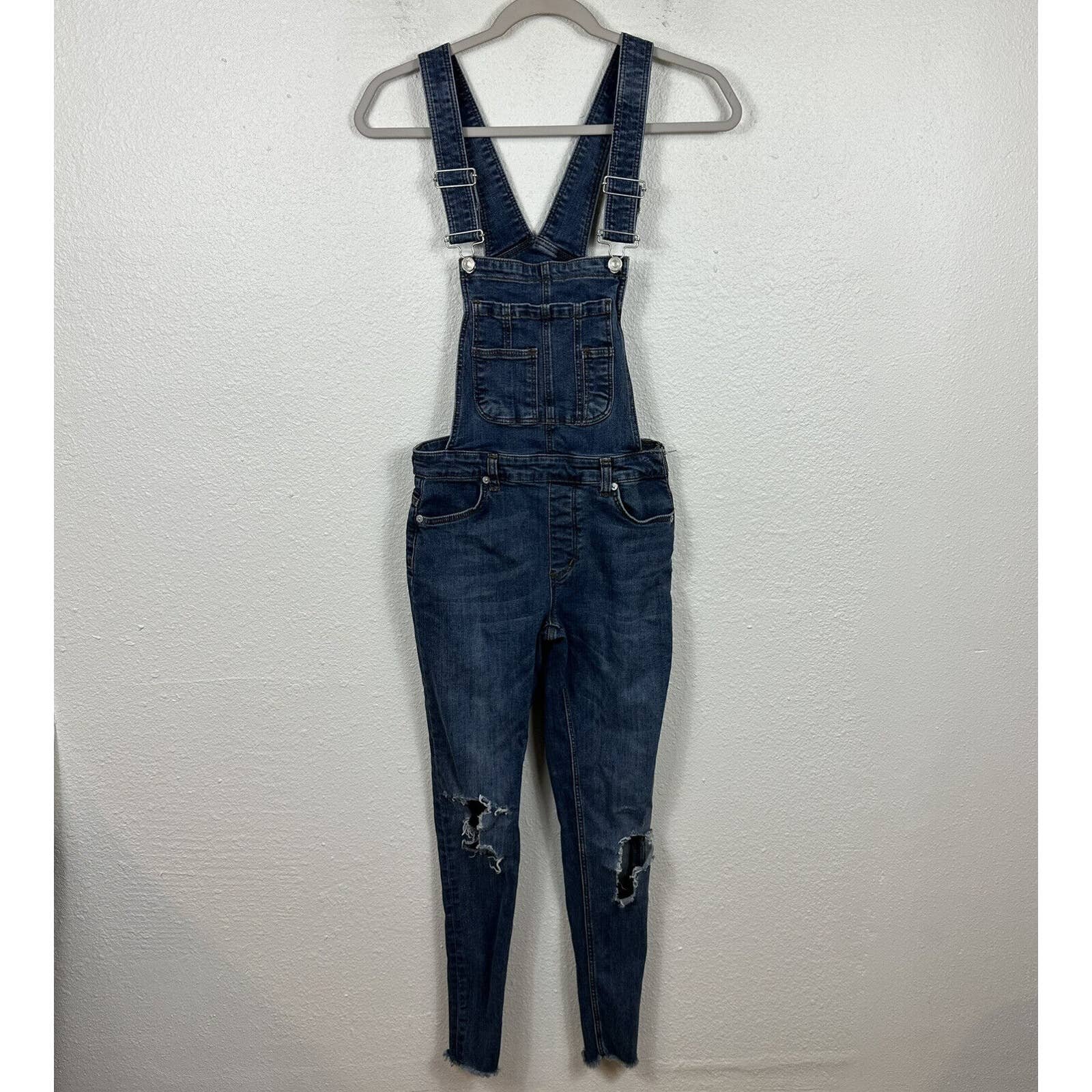Discounted Free People Size 26 Lexden Classic Fitted Denim Overalls Distressed Boho 90s Nc9QQpZKF best sale