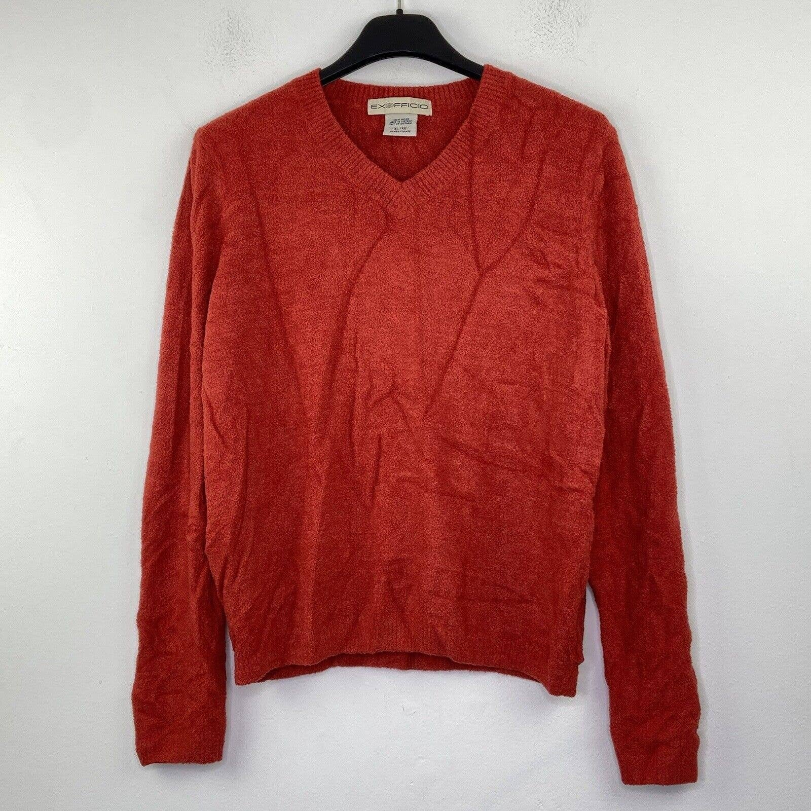 Special offer  Exofficio Women´s XL Red Sweater Soft Fuzzy Chenille Stretch V-Neck Pullover Y28 l2HElnRnE on sale