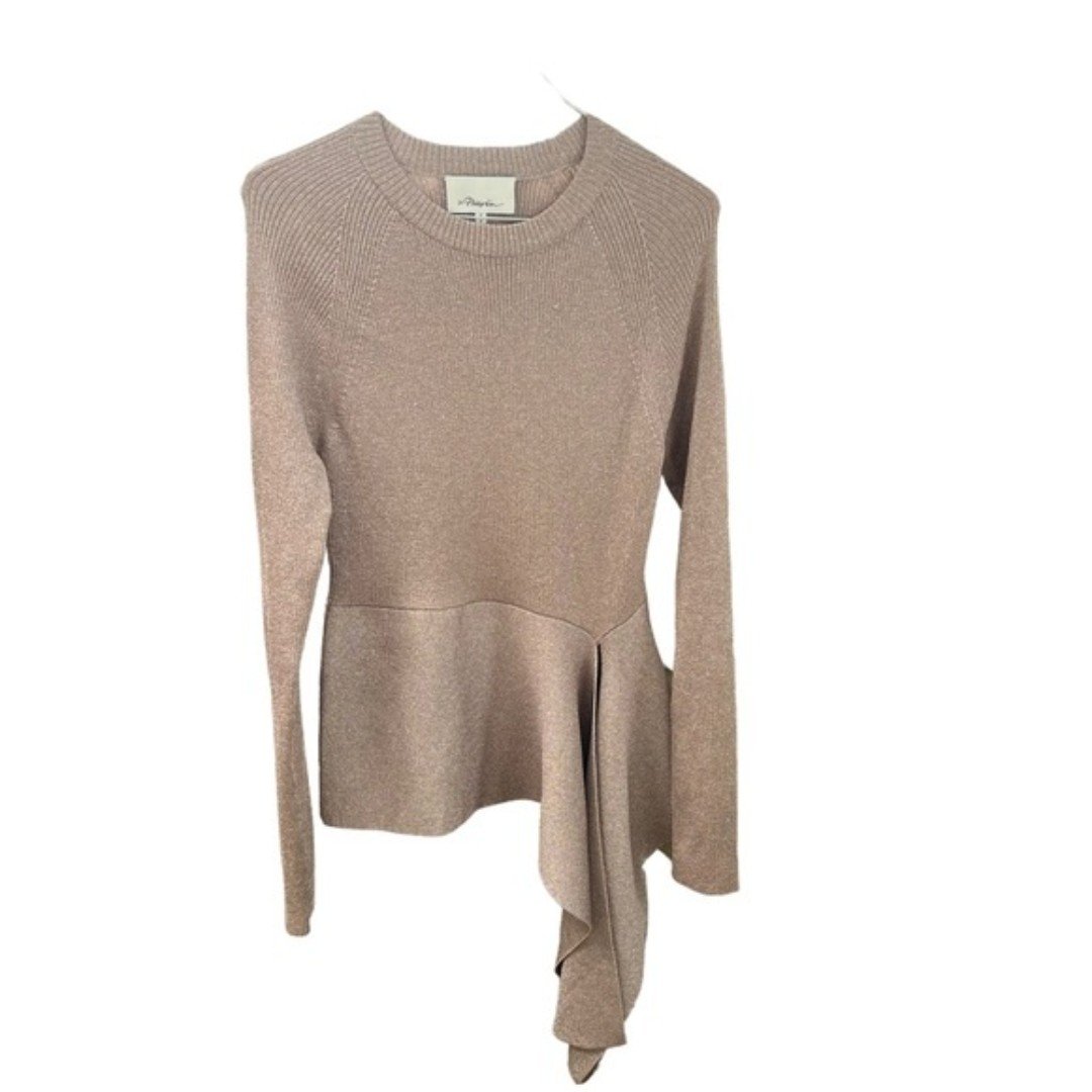 The Best Seller 3.1 Phillip Lim Metallic Gold Asymmetric Long Sleeve Slim Stretch Top S Petite oX865PgRZ Outlet Store