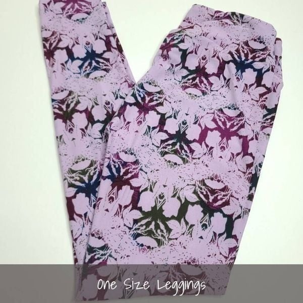 Nice LuLaRoe OS Leggings One Size Purple Floral NEW jvp