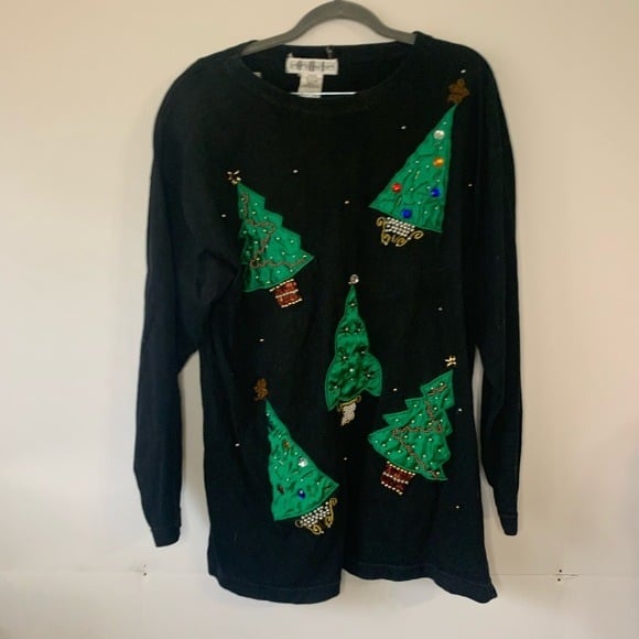 Latest  Vintage Christmas Tree Christmas Sweater Sz Lar