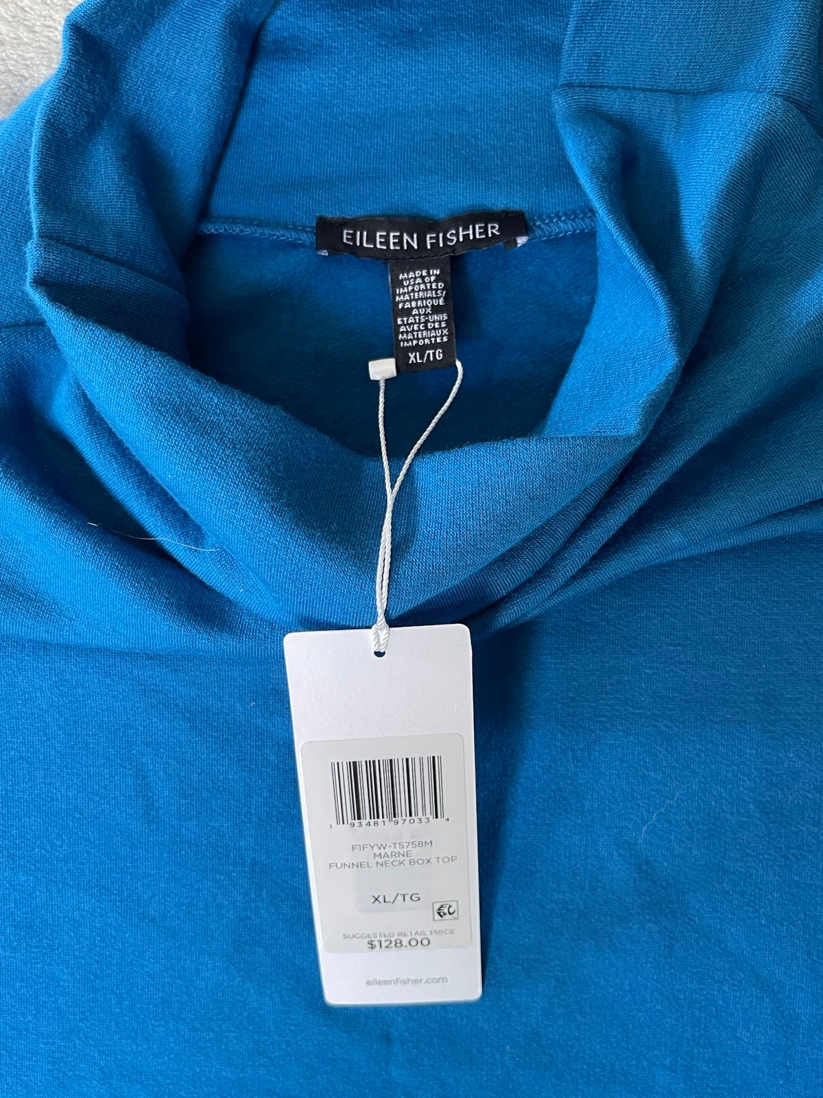 Discounted NWT Eileen Fisher Cozy Brushed Marine High Funnel Neck Tunic Hn3xfxejU best sale
