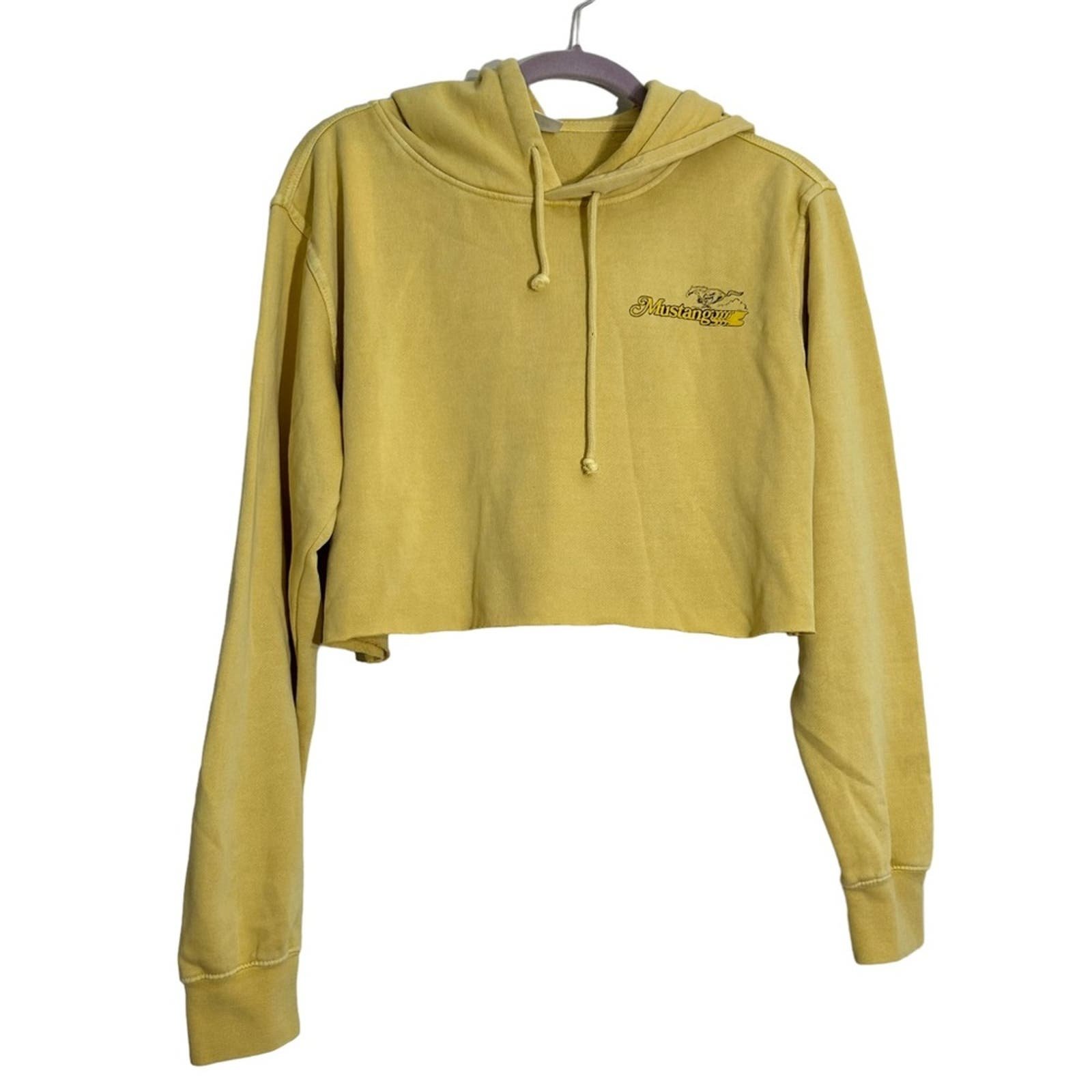 Cheap NWOT Re/Done Upcycle Yellow Cropped Ford Mustang Hoodie Sweatshirt XS/Small nmDtAVViI Discount