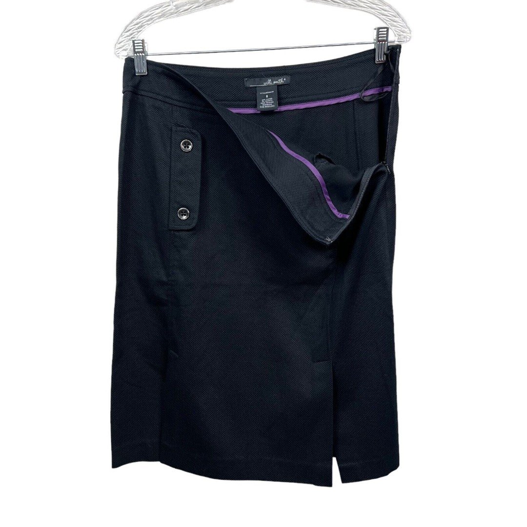 Comfortable Willi Smith Pencil Skirt Women Button Detail Vented Slit Front Side Zip Black 8 PRhyERKcR hot sale