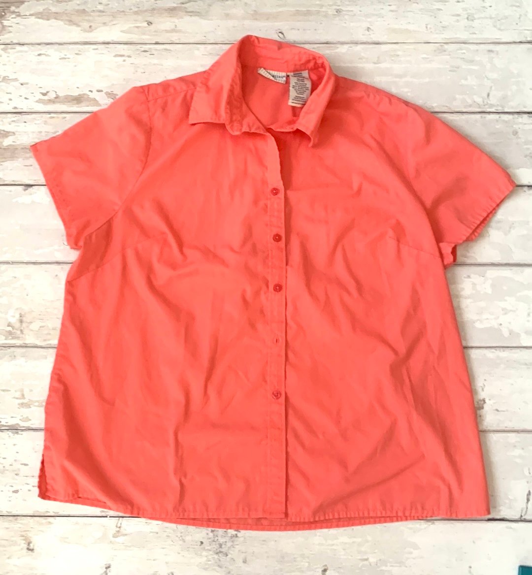 Nice Women’s XL 16 Coral Salmon Pink Button Up Collared