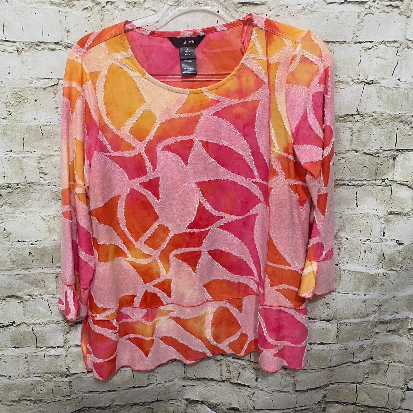 Wholesale price Ali Miles Orange Pink Textured Art To W
