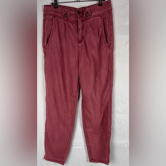Great By Anthropologie Utility Cargo Trousers Red Wash 